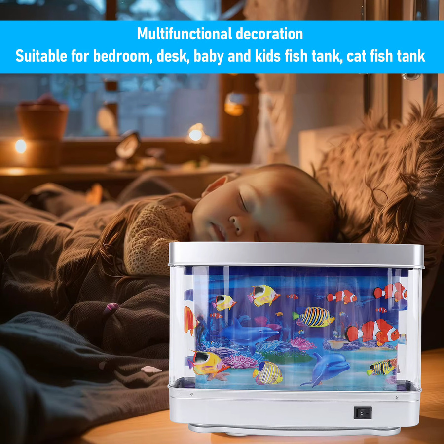 Dekorative Mini-Aquarium-Nachtlicht mit beweglichem Fisch, USB-betrieben, Mehrfarbig, Transparent, B/T/H: 22,5 x 7,0 x 30,0 cm - Bild 5