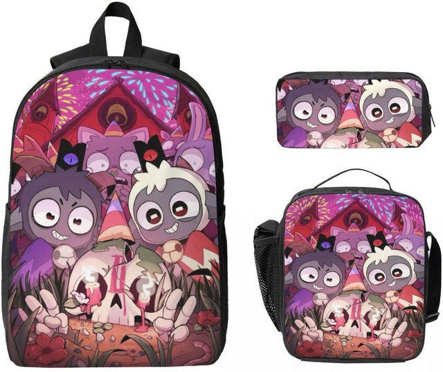 Cult Of The Lamb Schultaschen Set mit Rucksack, Federmäppchen und Brotdose in Schwarz und Multicolour von Fancy Style Studio - Bild 1