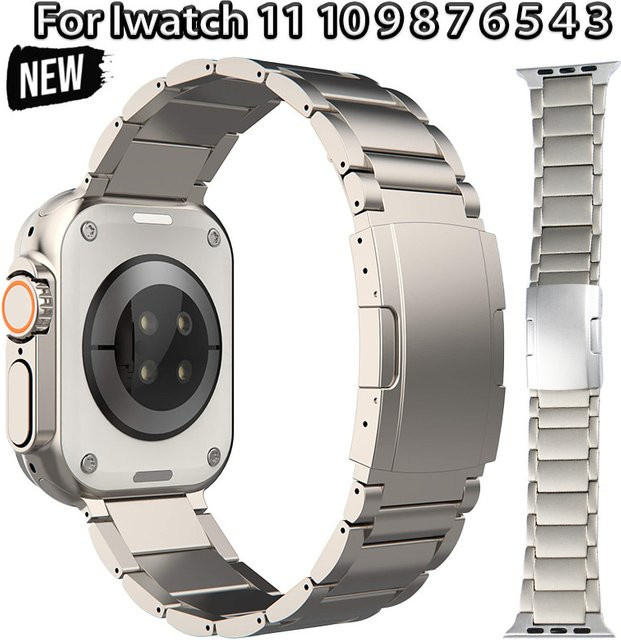 CAOWTAN Uhrenarmband Titanmetall, Silber, Herren - Bild 1