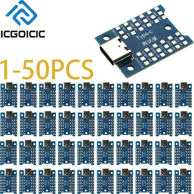 USB Typ-C Breakout Board mit freigelegten Pins für Laden und Daten-Debugging, Blau - Bild 1