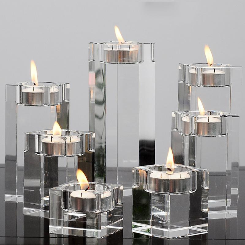 Kristallkerzenhalter aus Kristallglas von Yiran Furniture in Transparent für Teelichter, ideal als moderne Dekoration für Hochzeiten und Partys - Bild 2