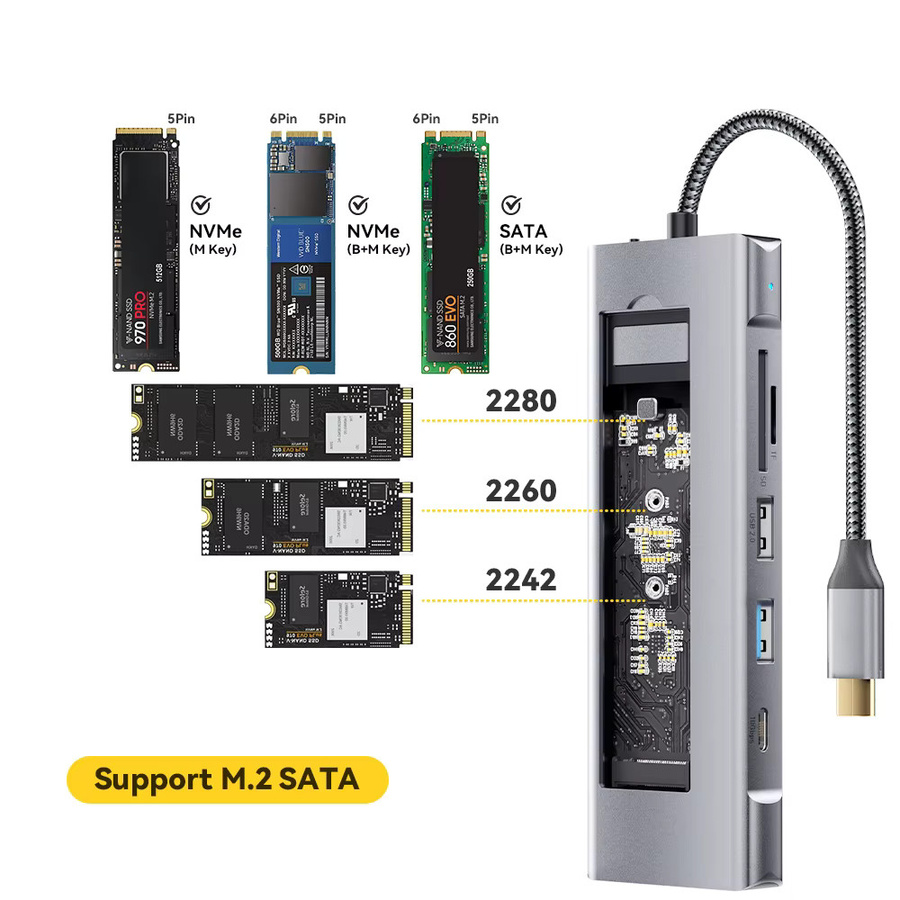 8-in-1 USB-C Dockingstation von kebidumei mit M.2 SSD Speicherfunktion, HDMI und PD 100W für MacBook Pro und Air M1/M2 - Bild 4