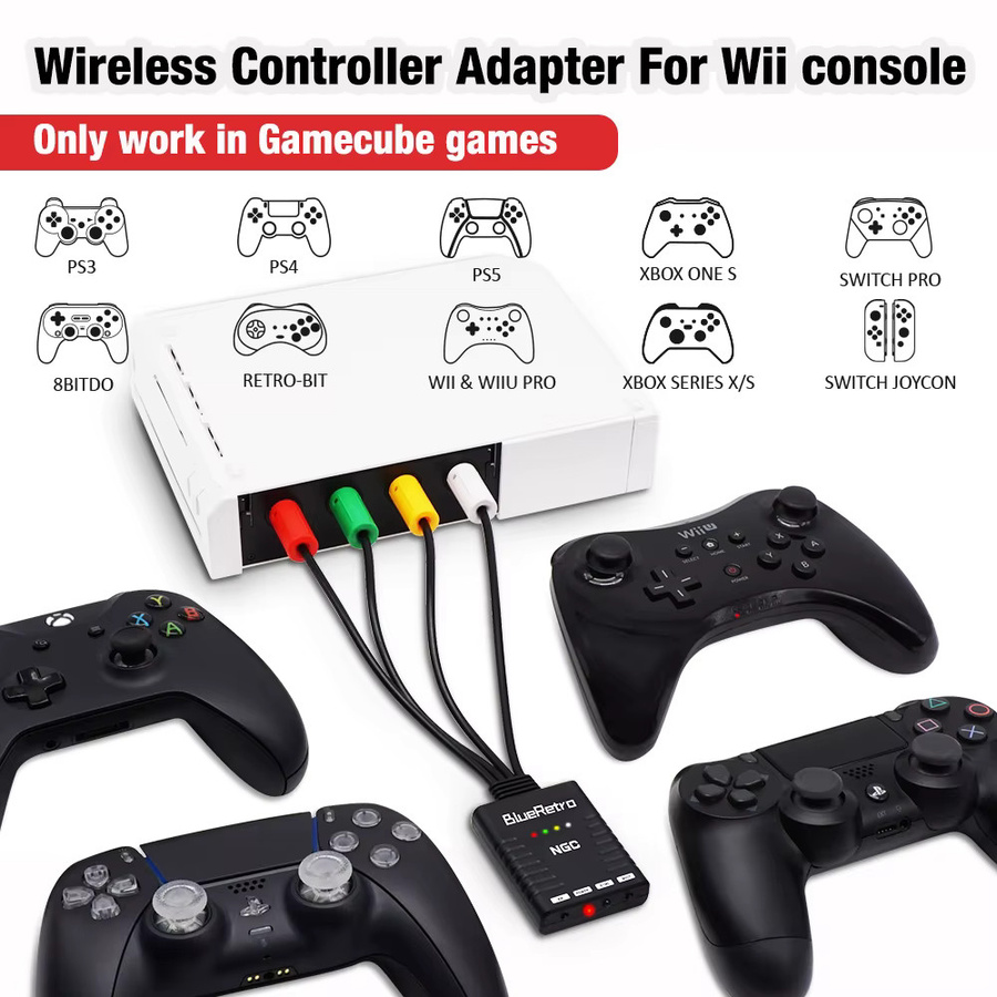 8bitdo BlueRetro Drahtloser Controller Adapter für Nintendo GameCube, kompatibel mit PS3, PS4, PS5, Nintendo Switch und Wii, Farbe: Schwarz - Bild 3