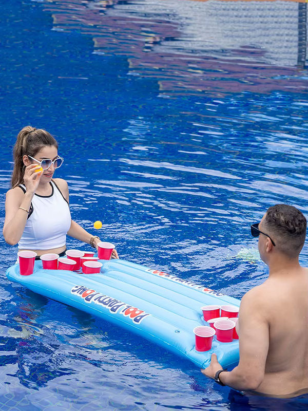YHSBUY Aufblasbare Wasser-Hängematte mit Getränkehalter und Bier-Tisch in Blau - Bild 7