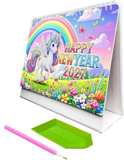 Diamond Art Schreibtischkalender-Set 2027 mit 12 Monatskalendern von Januar bis Dezember als DIY Bastelset in Multicolour für dein Heim oder Büro - Bild 1