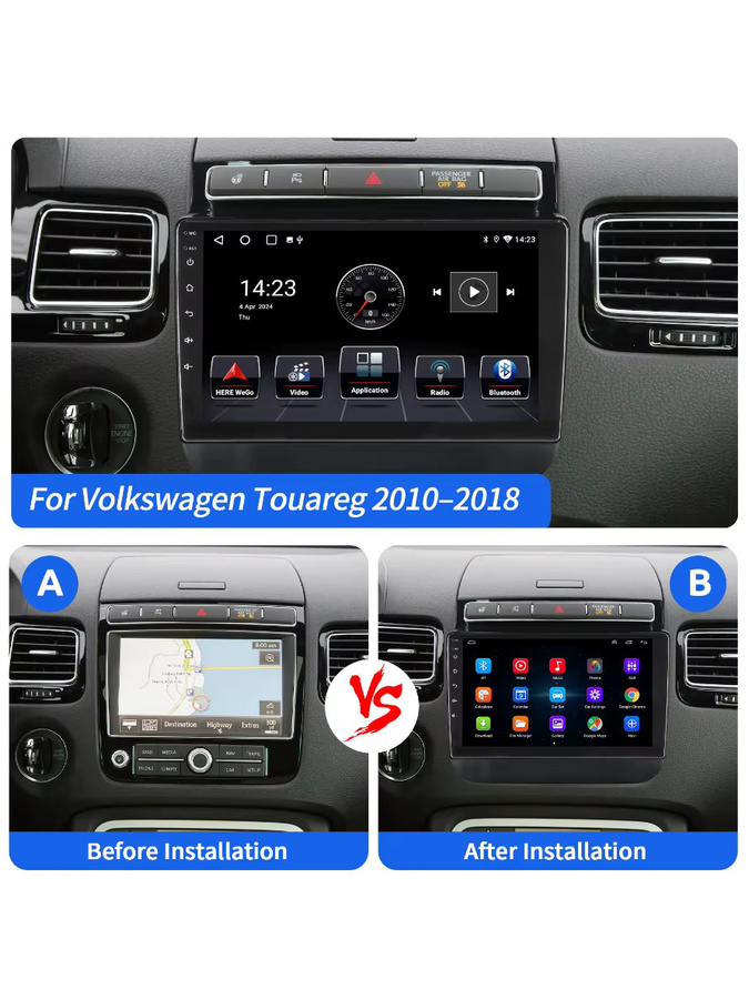 ESSGOO Android 15 Autoradio mit 9 Zoll IPS Touchscreen für VW Touareg 7P 2010-2018 in Schwarz mit drahtlosem CarPlay, GPS Navigation, Bluetooth, WiFi und USB - Bild 6