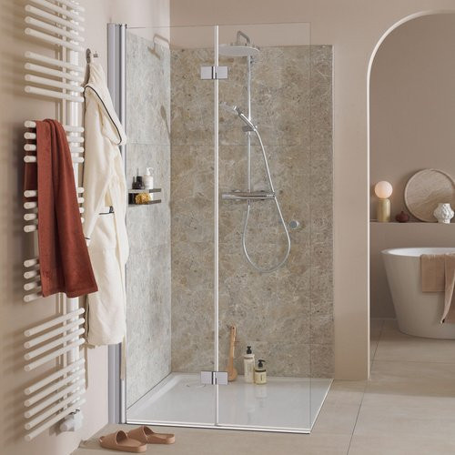 Schöner Wohnen Walk-In Duschabtrennung Gretia Drehfalttür, B/H: 120 x 200 cm, ESG Glas klar, Chromoptik silberfarben - Bild 1