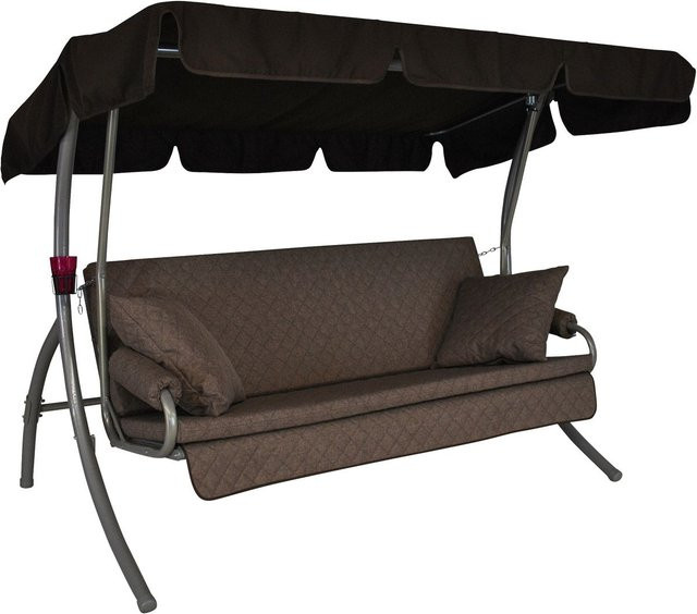 ANGERER Hollywoodschaukel LIVING 3-Sitzer in Taupe mit Sonnen canopy und Schlaffunktion - Bild 1