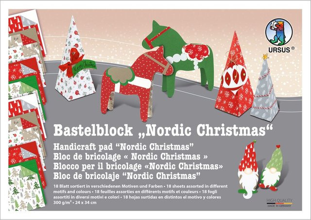 URSUS Bastelblock Nordic Christmas aus Konstruktionspapier, Mehrfarbig - Bild 1