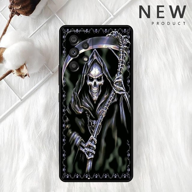 Handyhülle Sensenmann Totenkopf für Samsung Galaxy A54 A52 A14 5G A53 A12 A13 A71 A23 A34 A33 A21s in Schwarz - Bild 1