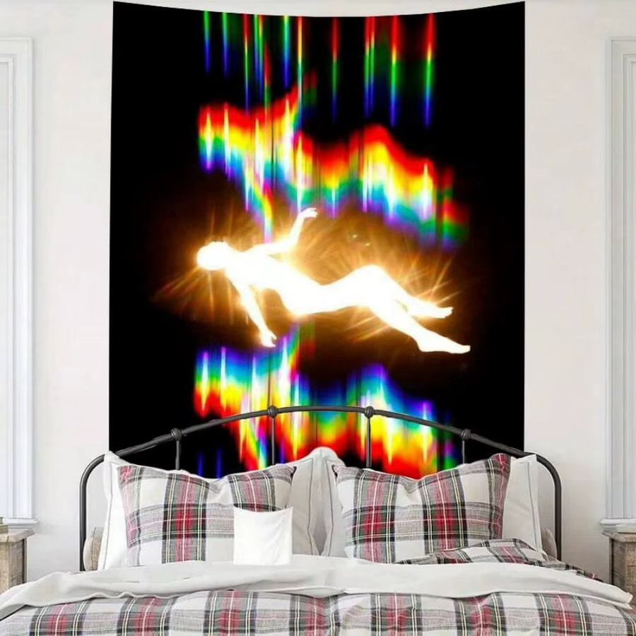 VIKAMA Wandteppich Regenbogen-Neon-Figur Abstract Modern Multicolour B: 60 cm, H: 40 cm - Bild 4