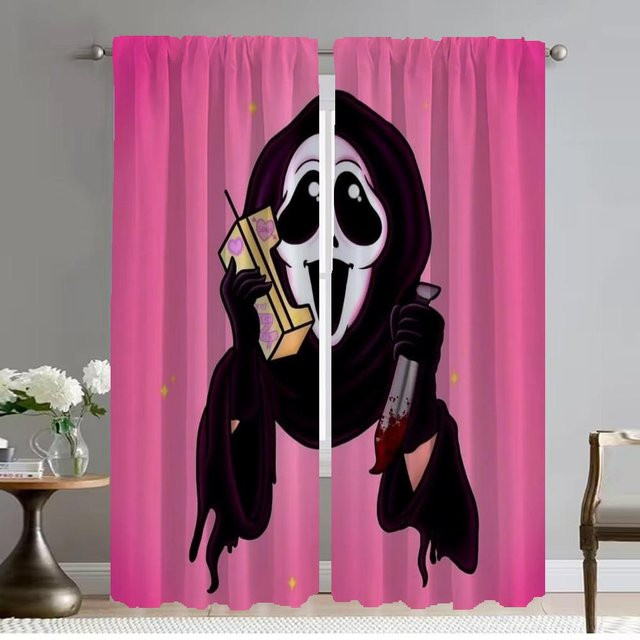 Ghostface Moderne Tüll-Vorhänge 2er-Set Pink B: 60 cm, H: 90 cm - Bild 1