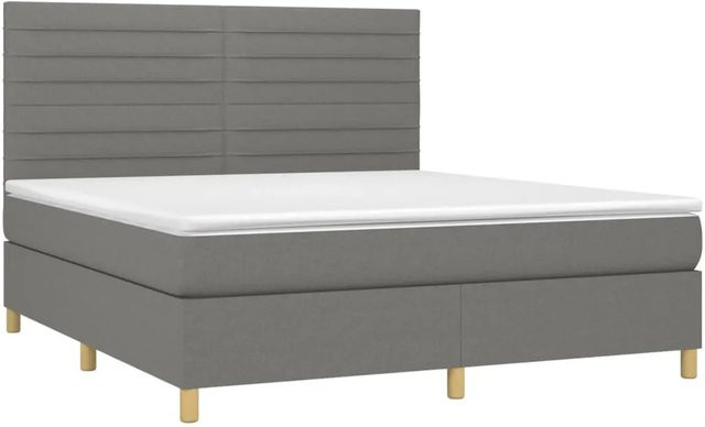 vidaXL Boxspringbett Hybrid mit Matratze und LED-Beleuchtung in Dunkelgrau, B/T/H: 180 x 200 x 128 cm - Bild 1