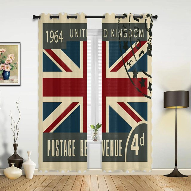 Moderne London Telefonzelle Vorhänge für Schlafzimmer, Wohnzimmer und Küche, mehrfarbig, Breite: 135 cm, Höhe: 60 cm - Bild 1