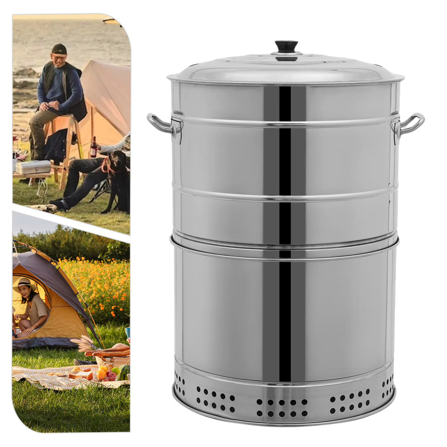 Bymaocar Tragbarer Holzkohlegrill in Silber mit 50 Spießen für vertikales Kebab-Grillen und Camping - Bild 2