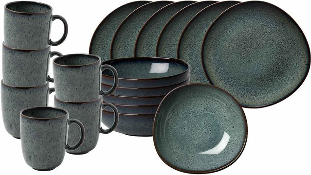 Villeroy & Boch like. Frühstücks-Set Lave aus Keramik, 18-teilig, Grau - Bild 1