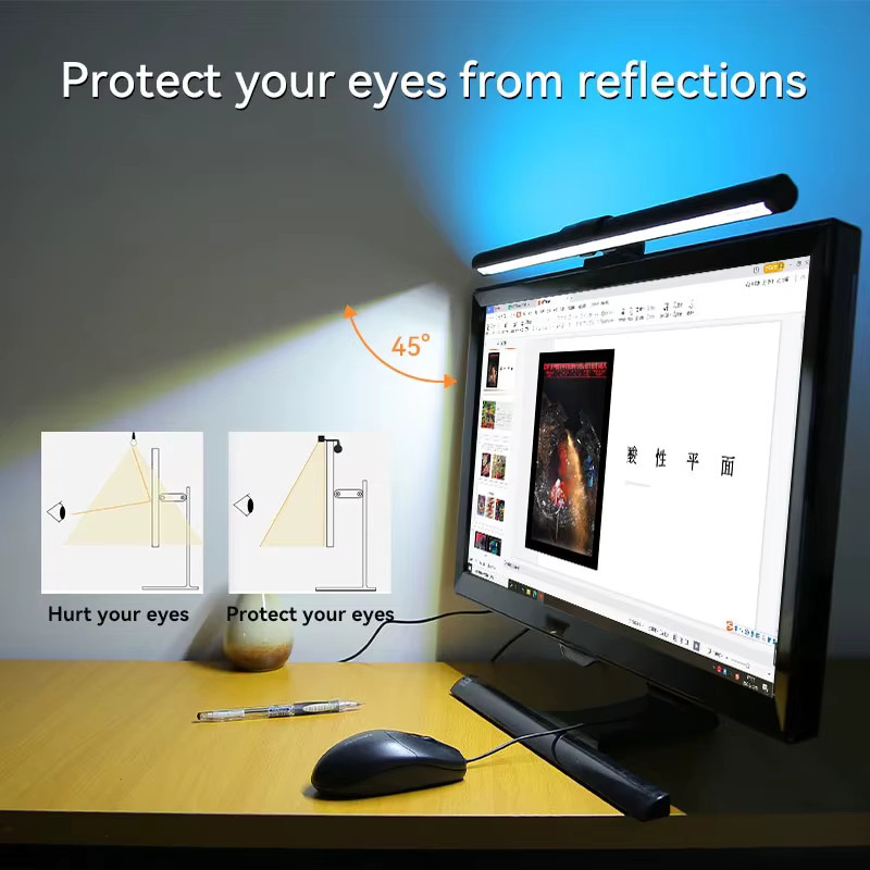 LINYILIGHT LED Monitor-Lichtleiste in Schwarz, dimmbare USB-Bildschirmbeleuchtung für Home Office und Studium - Bild 3