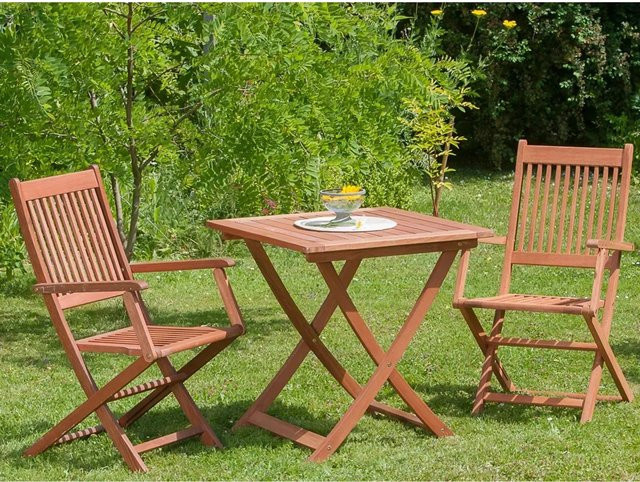 Merxx Gartenmöbel Rio 3-teilige Sitzgruppe aus Eukalyptusholz in Beige und Braun - Bild 2