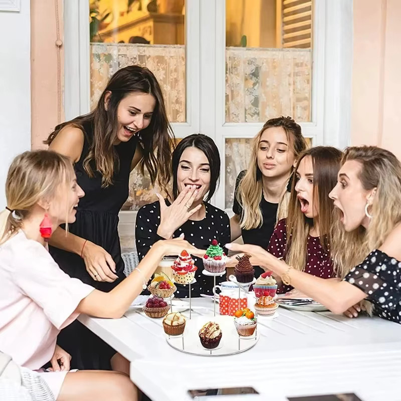 Dateco Cupcake Ständer aus Acryl, Transparentes Dessert-Display für Kuchen und Schmuck, Rund - Bild 2