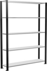 Schulte Grundregal Büro-Steckregal MULTIplus85 mit 5 Fachböden und Kreuzstrebe, Farbe Schwarz/Lichtgrau, H x B x T: 180 x 130 x 30 cm - Bild 1