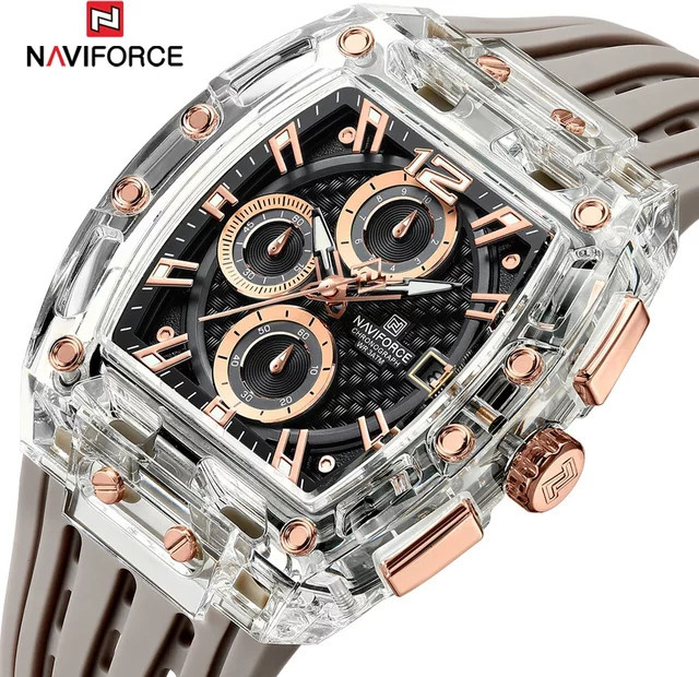 NAVIFORCE Armbanduhr, Tonneau, Quarz, Edelstahl, Schwarz, Herren - Bild 1