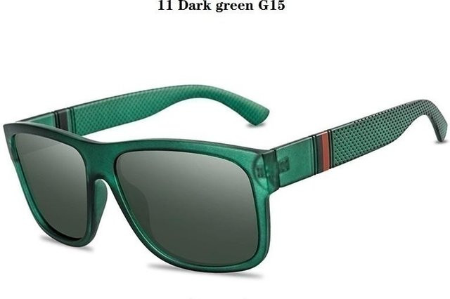 Polarisierte Sonnenbrille Yiran bag, Square, Unisex, Kunststoff, Vollrand, Dark green G15 gray - Bild 1