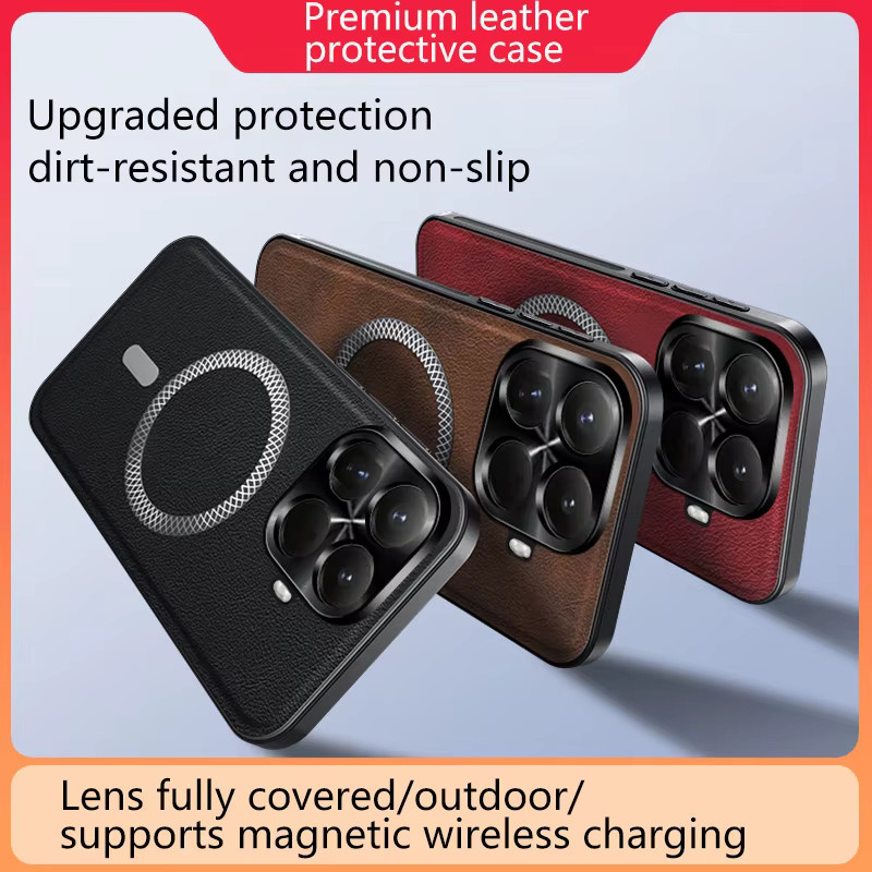 Luxus PU Leder Schutzhülle mit MagSafe Magnetfunktion für Xiaomi Mi 15T Pro, Mi 15T und 14T Pro in Schwarz und Rot - Bild 4