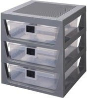 LEGO Aufbewahrungsboxen im 3er Set mit Schubladen in Grau und Transparent - Bild 1