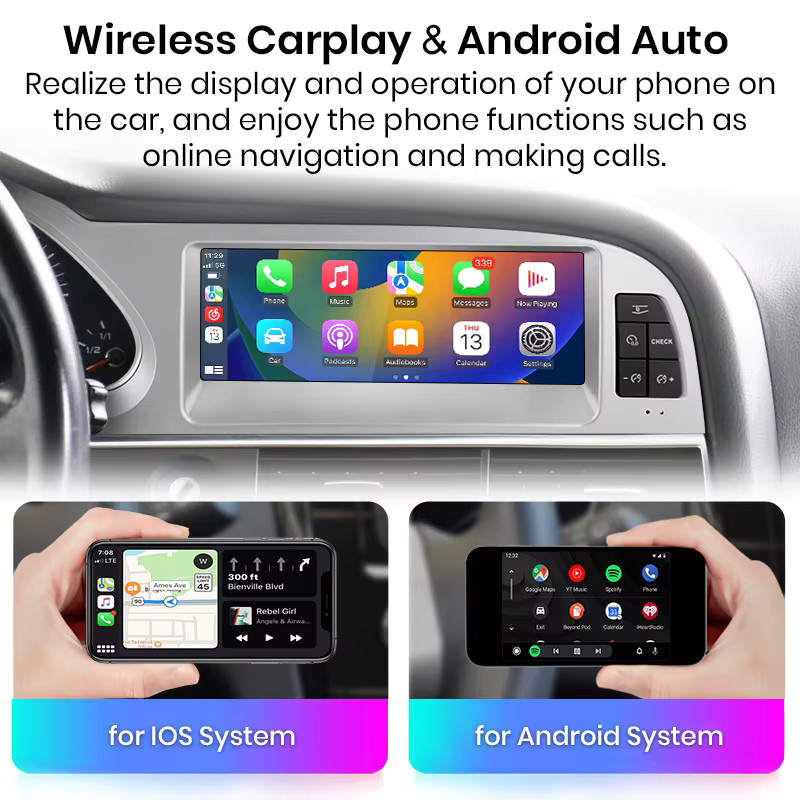 Junsun 8,8 Zoll CarPlay Multimedia Radio für Audi A6 C6 4F 2005-2011 mit Bluetooth, Android Auto und GPS in Schwarz - Bild 5