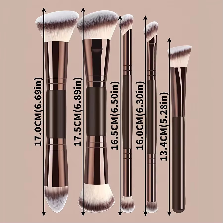 9-teiliges Make-up-Pinsel-Set mit 6 Pinseln und 3 Puderquasten, Unisex - Bild 3