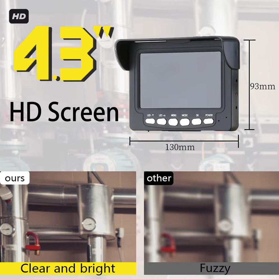 MOUNTAINONE Industrie-Endoskop Kanalrohr-Inspektionskamera mit 4,3 Zoll Monitor, 17 mm und 22 mm Abflusskanalisation, 4500 mA Akku und 16 GB DVR-Karte - Bild 2