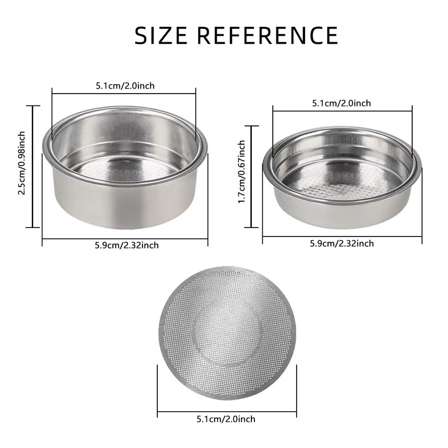 Dalinwell Kaffeefilterkorb aus Edelstahl mit doppelschichtigem Puck-Sieb, silber, Durchmesser: 51 mm - Bild 2