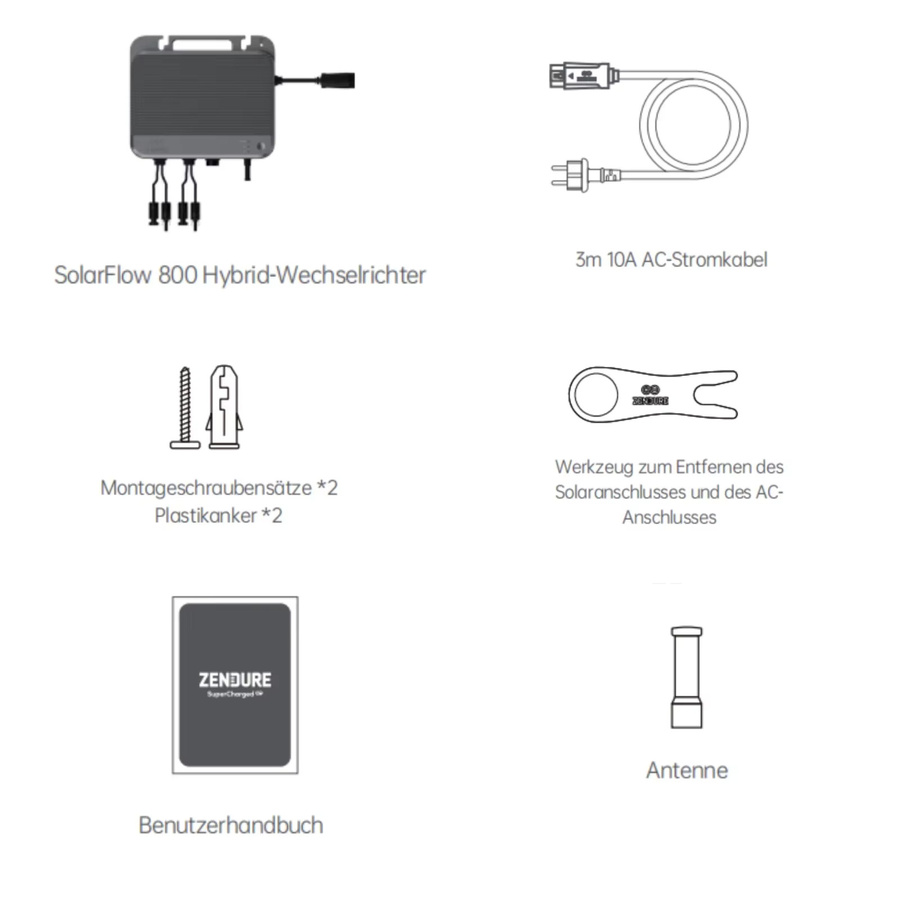 Zendure SolarFlow 800 Hybrid-Wechselrichter in Grau inklusive 2x 500W Solarmodule - Bild 2
