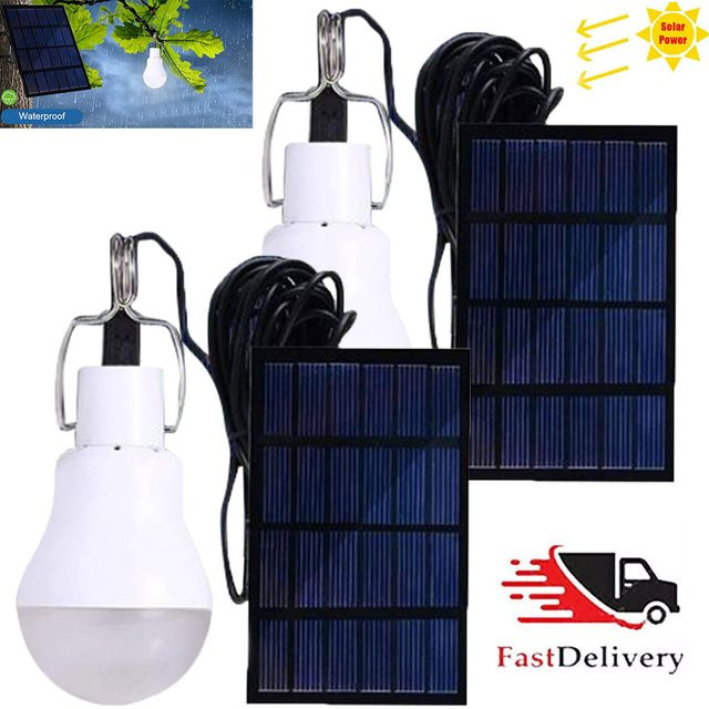 2er-Set UMEXUS Solar LED Campinglampen mit Haken, weiß, kaltweißes Licht für Garten und Outdoor - Bild 1