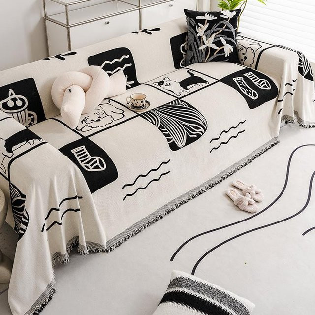 Universelles Sofahandtuch von Super Six aus Chenille, rutschfester Einteiliger Sofabezug in Weiß, B: 180 cm, T: 130 cm - Bild 1
