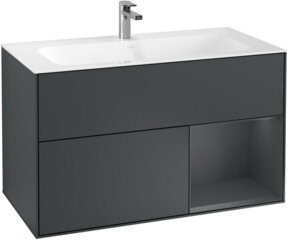 V&B Waschtischunterschrank Finion Reg rechte Seite in Mittelblau Matt Lack - Bild 1
