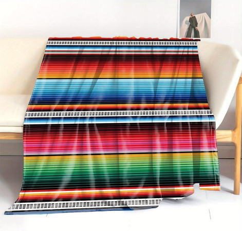 Bunte gestreifte Flanell-Kuscheldecke von Shunika Chen in Multicolour, Breite: 75 cm, Länge: 100 cm