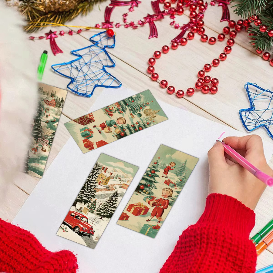 24 Stück Weihnachts-Lesezeichen mit nostalgischem Szenen-Design in Multicolour aus Papier - Bild 6