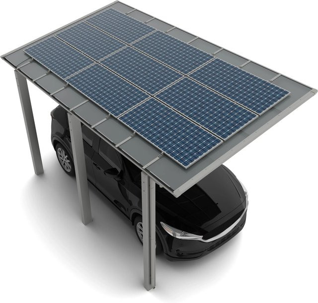 Ximax Solarcarport Linea Typ 110 in Edelstahl-Look, Farbe Silber/Grau, B: 495,4 cm, T: 304 cm - Bild 1