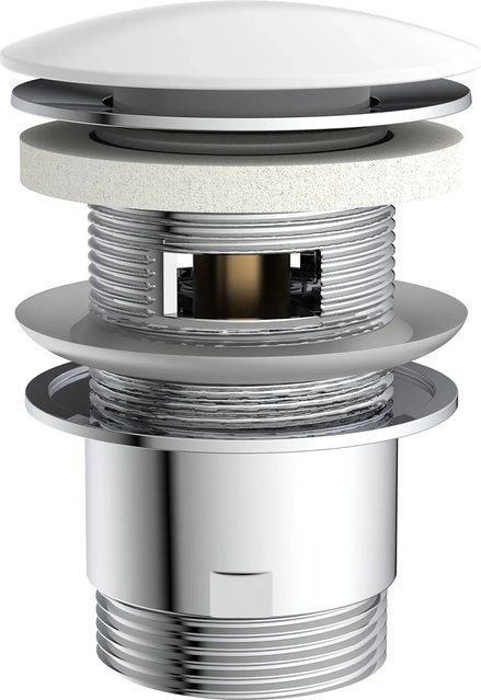Kirchhoff Design-Ablaufventil mit Überlauf in Weiß, Durchmesser: 4,19 cm, Höhe: 6,5 cm - Bild 1