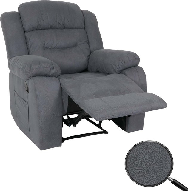 XXL Fernsehsessel MCW-J57 Relaxsessel in Wildleder-Optik aus Stoff/Textil, Farbe Graublau - Bild 1