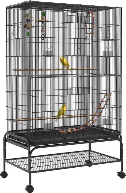 PawHut Vogelvoliere mit Rollen und Ablage, Schwarz - Bild 1