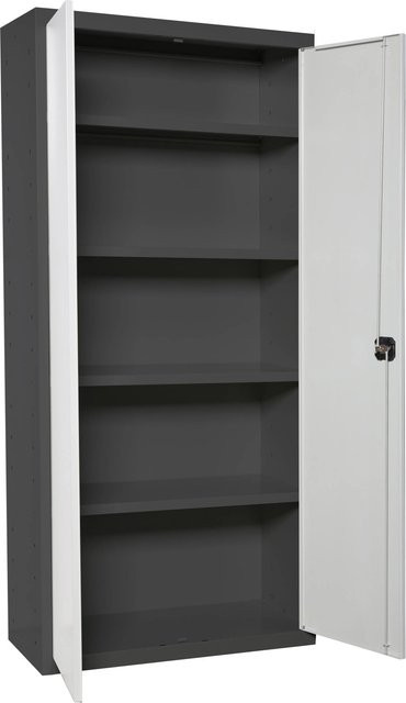 PROREGAL Stahlschrank AMEGO Metallschrank mit Flügeltüren und 4 Fachböden, Farbe: Weiß-Anthrazit, H x B x T: 180 x 80 x 40 cm - Bild 1