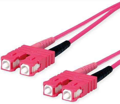 Telegärtner LWL Rangierkabel OM4, 2x G50/125 auf 1x SC Duplex zu 1x SC Duplex, violett, Länge: 2 m - Bild 1