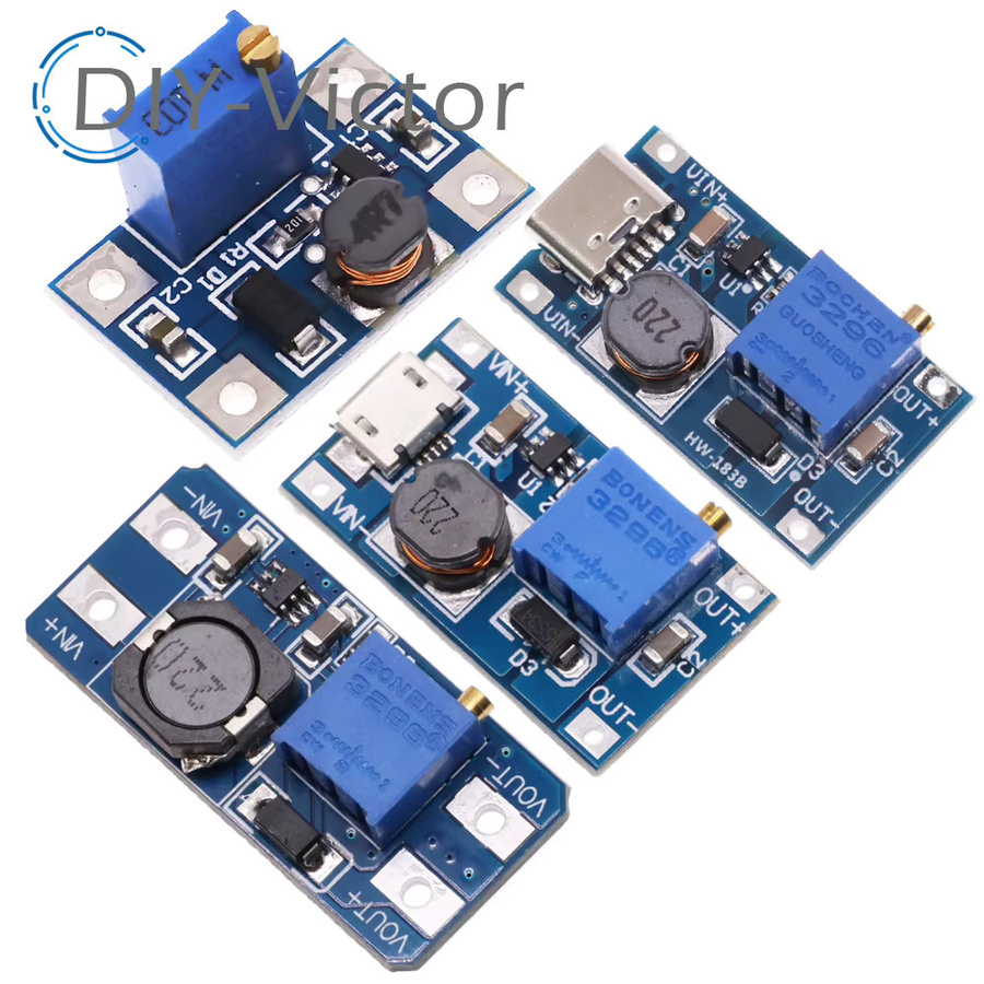 DC-DC Step-Up Power Modul mit Micro USB und Type-C Eingang, Einstellbarer Boost Konverter 2A für Arduino, Blau - Bild 3