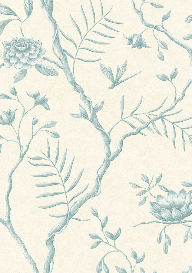 Lewis & Wood Tapete Jasper Peony in Aqua mit floralem Design und botanischen Motiven - Bild 1