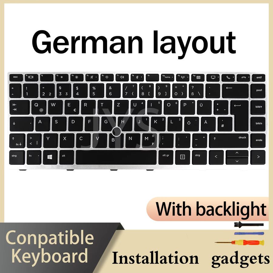 Beleuchtete Tastatur für HP EliteBook 840 G5, 840 G6, 846 G5, 745 G5, 645 G6 und ZBook 14u G5 in Schwarz mit deutscher, spanischer, französischer und italienischer Beschriftung - Bild 2