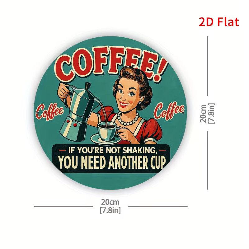 Vintage Metallschild Potdemiel mit Frauenillustration für Kaffeeliebhaber, Multicolor, Breite: 20 cm, Höhe: 20 cm - Bild 2