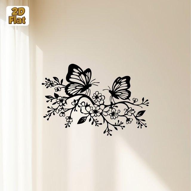 CIFBUY Wandkunst Skulptur aus Metall in Schwarz mit floralem Insekten-Design für Wohnzimmer und Schlafzimmer - Bild 1