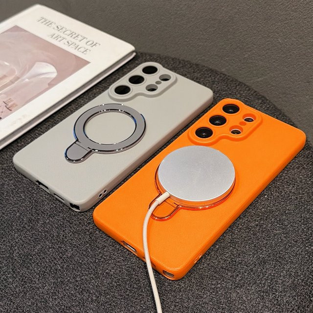 Hautfreundliche Wellenpunkt-Handyhülle mit rutschfester magnetischer Halterung für Samsung Galaxy S26 S25 S24 S23 Ultra Plus FE in Braun - Bild 1